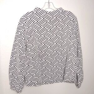 GRAY LA Black and White Geometric High Neck Long Sleeves Women Sweater size XL